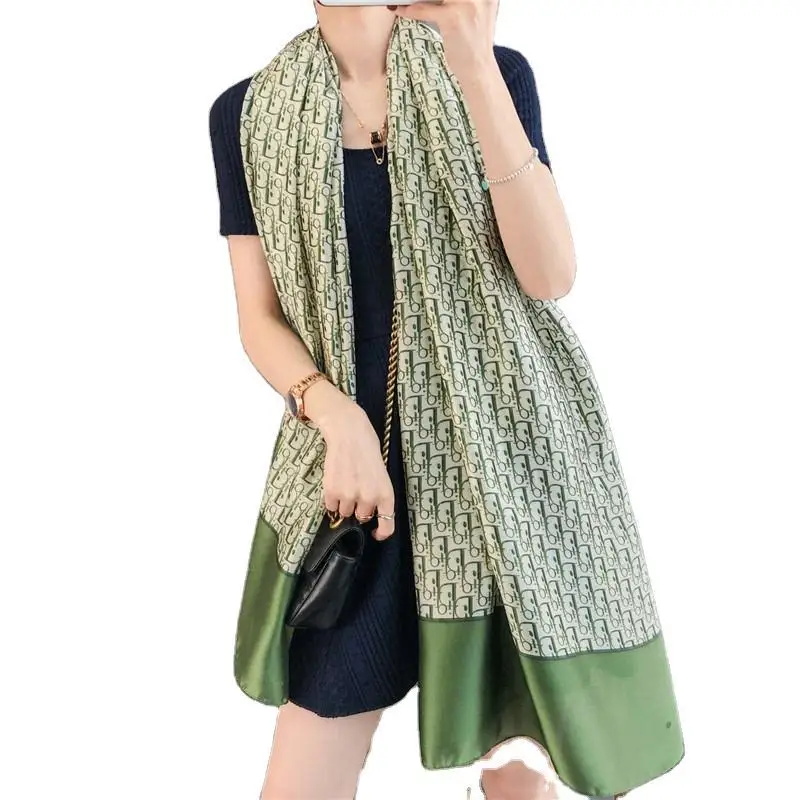 

2021 new spring and autumn ladies silk scarf thin oversize silk scarf summer sun protection head scarf headwraps for women