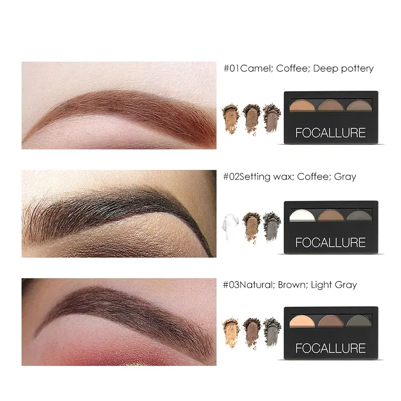 

Водостойкие тени для век, 3 цвета, пудра для бровей, палитра для макияжа, женская косметика для красоты, набор для макияжа бровей