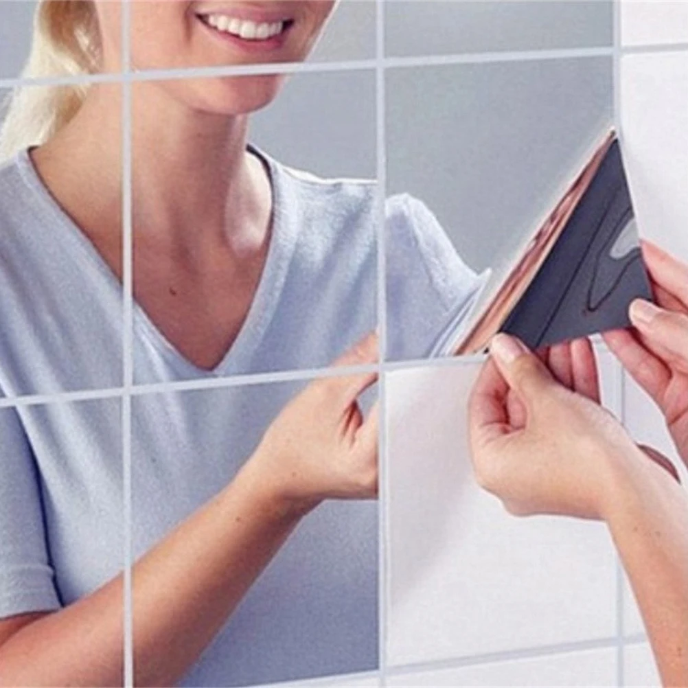 

9Pcs Square Mirror Wall Stickers Mirror Tile Wall Sticker Self Adhesive Room Decor Stick On Modern Art Deco Sticker Wall Paper