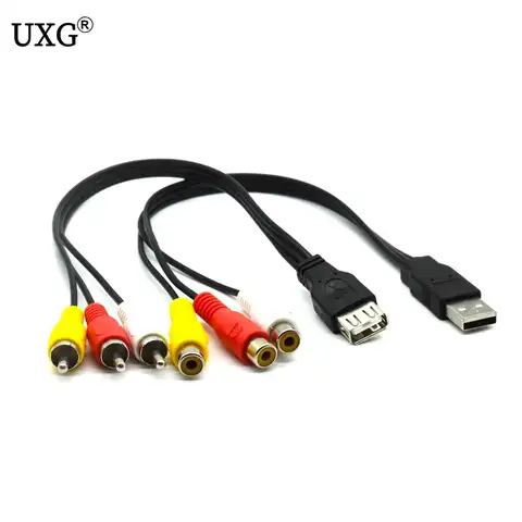1 шт. USB штекер к 3 RCA Женский адаптер аудио преобразователь видео AV A/V кабель USB на RCA кабель для HD TV провод шнур