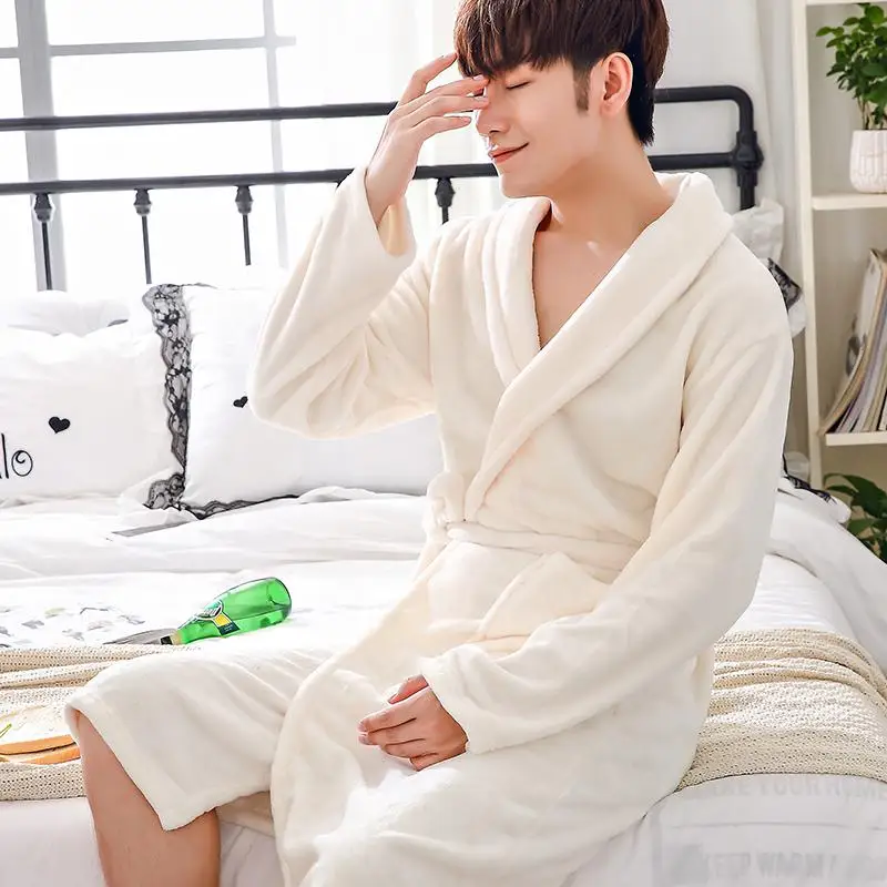 Men Robe 9 Lovers коралловый флисовый халат осень зима теплая Пижама для женщин и мужчин плотный халат для отдыха Ночная Рубашка домашняя одежда M L XL XXL - Цвет: Men Robe 9