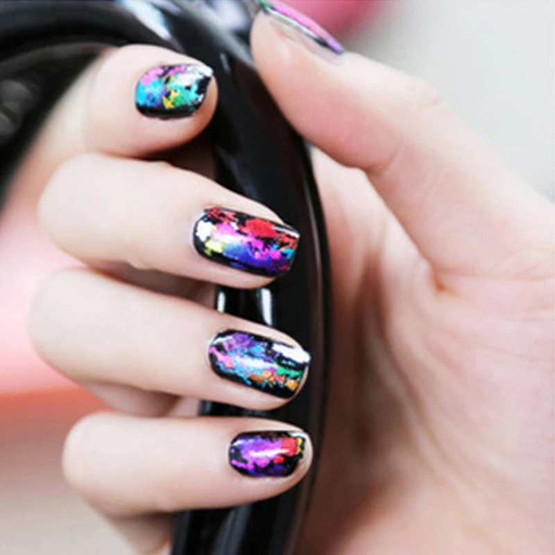 Наклейка для дизайна ногтей зеленая фиолетовая Радужная 1 рулон 24 цвета|Стикеры и