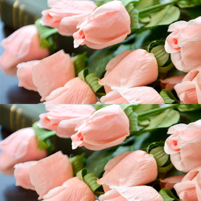 

Simulation INS-Style Single Branch Handfeel Moisturizing Silk Rose Fake Flower Bud Home Wedding Decorative Artificial Flower 2pc