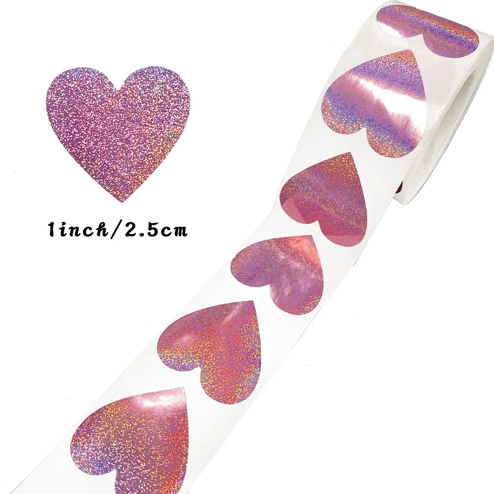 

500 Labels Love Pink laser Sticker Heart Shape Scrapbooking Gift Packaging Party Wedding Valentine's Day Stationery Sticker