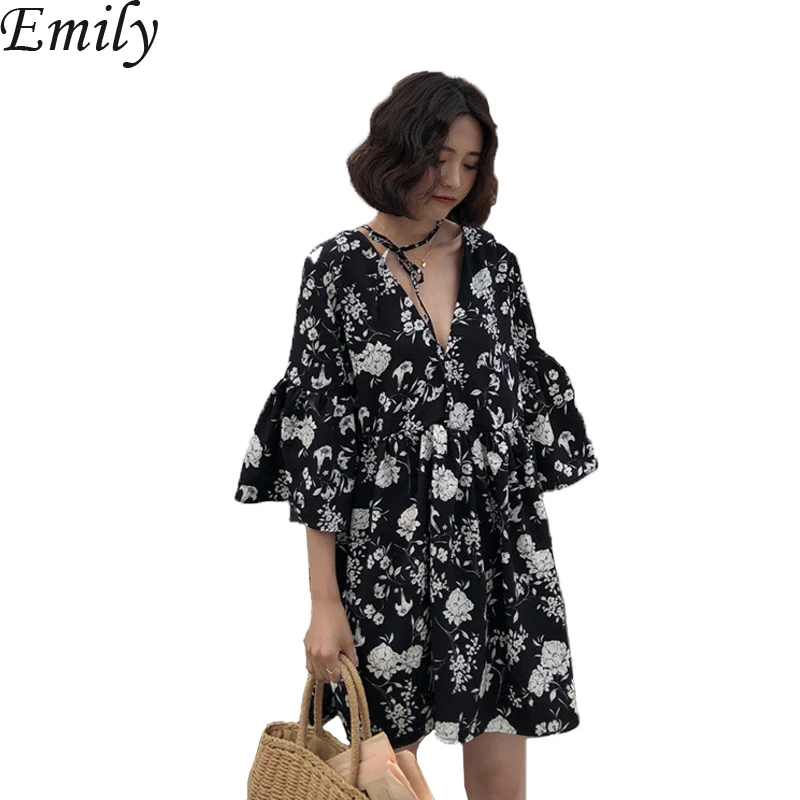 Женское шифоновое мини-платье с принтом свободное элегантное пляжное платье