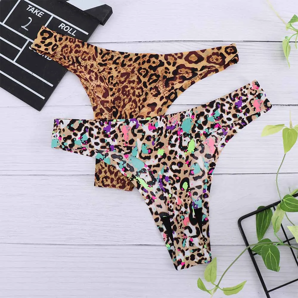 Леопардовые женские сексуальные хлопковые бесшовные трусики T G String леопардовые