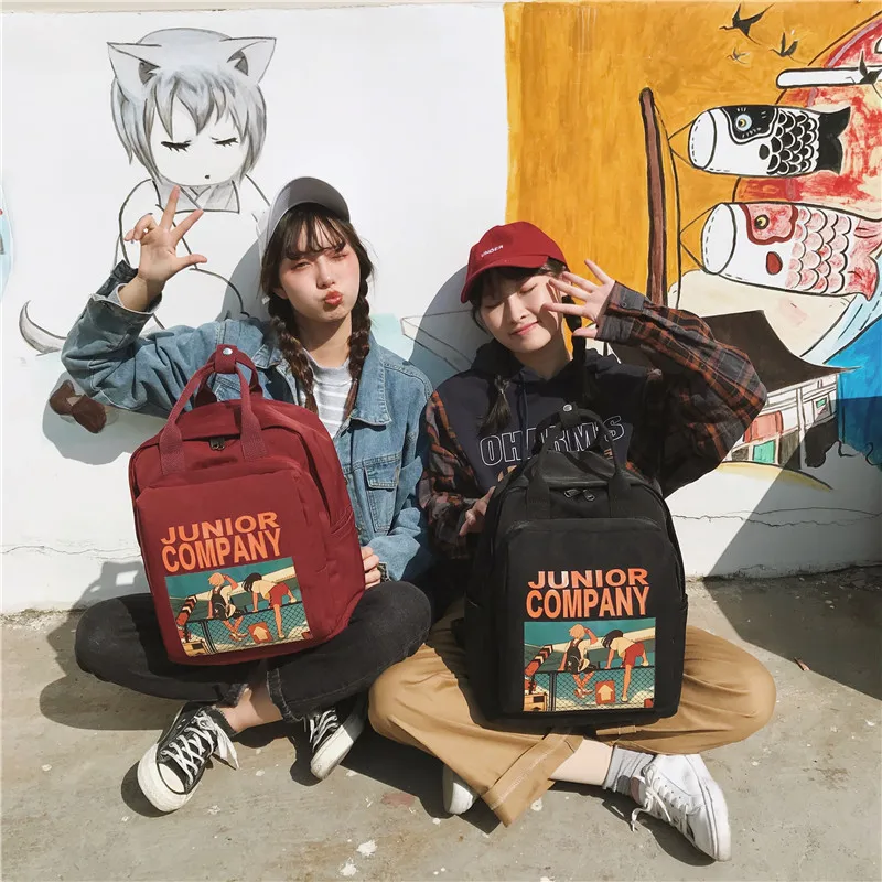 2019 женский рюкзак Ретро стиль мультипликационный принт нейлон