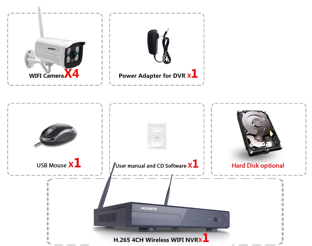Plug And Play 4CH Беспроводной NVR комплект P2P 1080P HD Открытый ИК IP видео безопасности CCTV камера wifi система видеонаблюдения 2.0mp