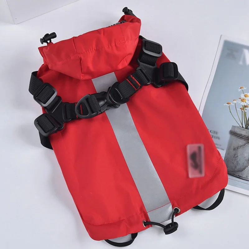 Дождевик для собак с упряжкой светоотражающая уличная одежда капюшоном Защитная