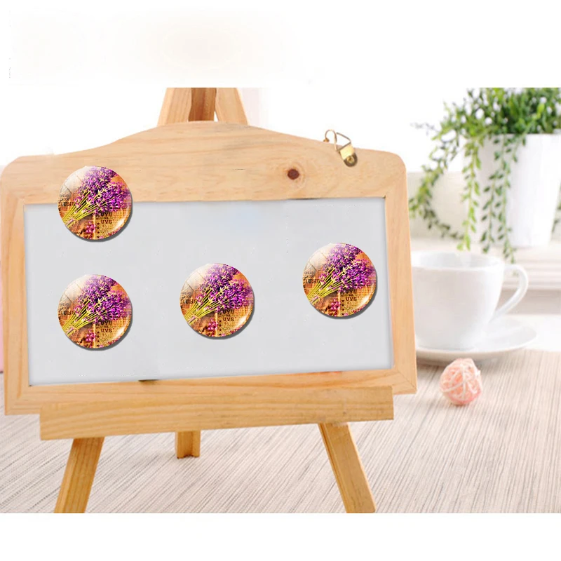 Лаванда искусство 30 мм магнит на холодильник Цветок ожидание любви стеклянный