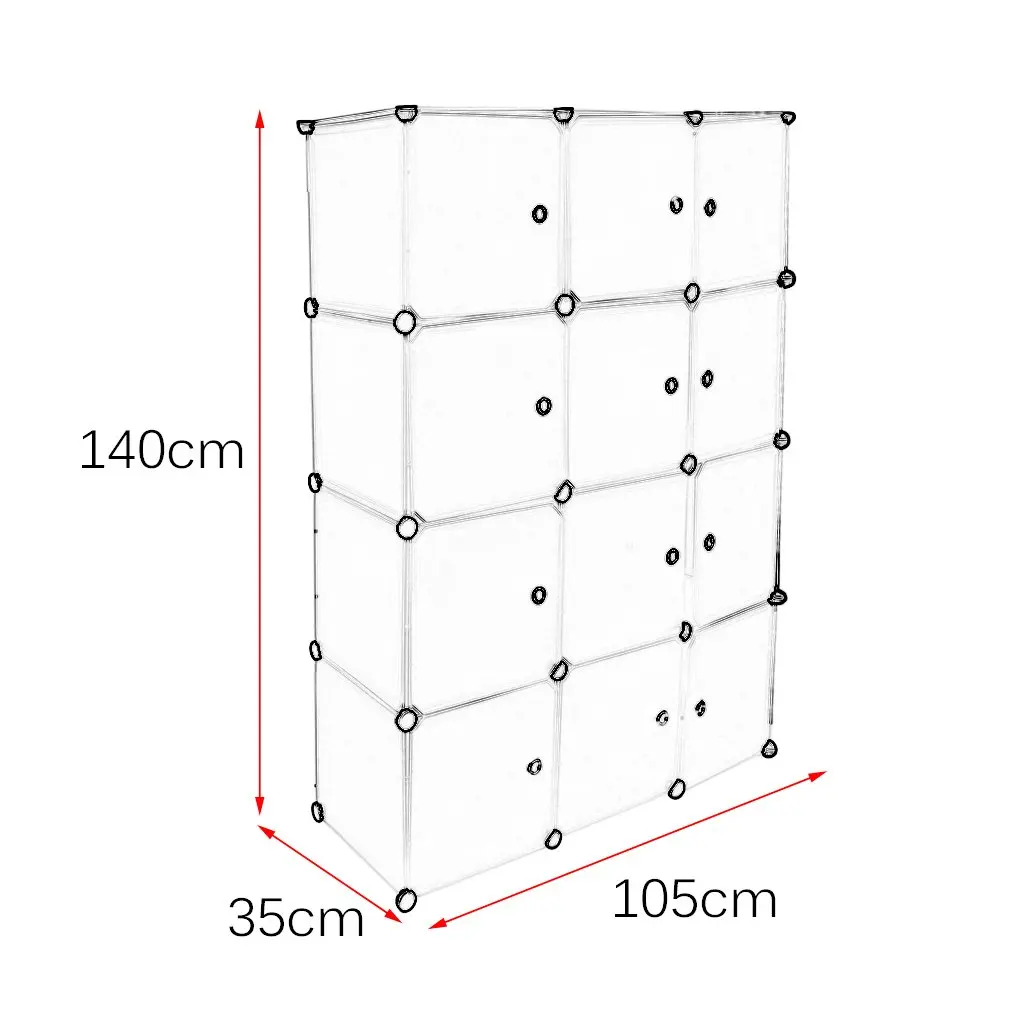 

12 Lattice DIY Assembled Wardrobe Simple Wardrobe Hanging Clothes Storage Cabinet Baby Wardrobe Home Furniture