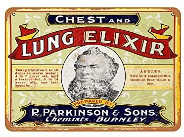 

Rustic Parkinson Chest and Lung Elixir Vintage Look Metal Sign