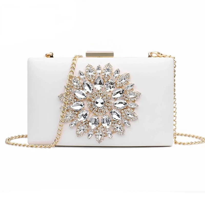 

White Women Clutch Bag Wedding Clutch Purse Bridal Evening Crystal Summer Bags for Women 2020 Luxury Small Crossbody Bags ZD1333
