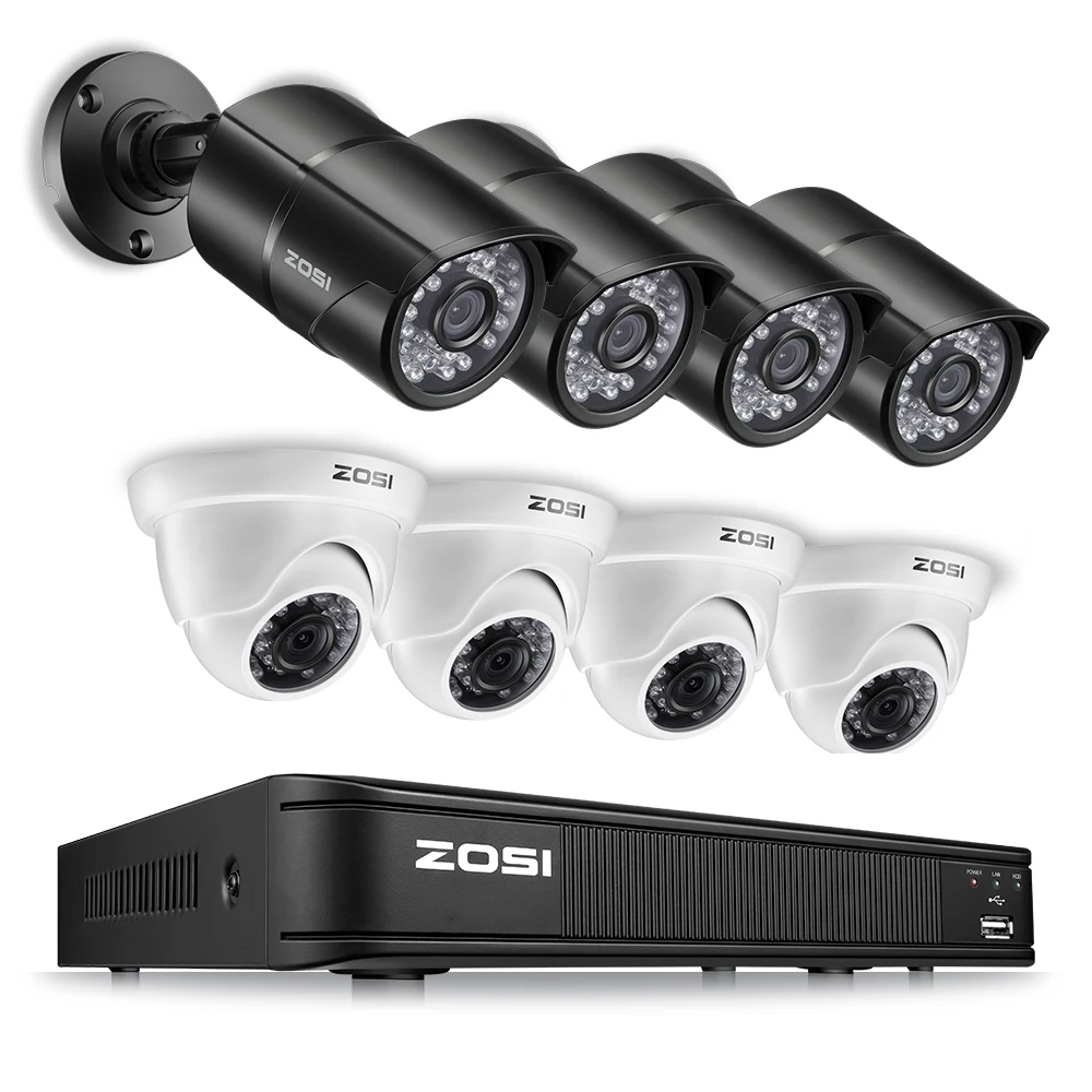 ZOSI 8CH CCTV система 1080P HDMI TVI 8CH DVR 8 шт 2,0 МП уличная инфракрасная камера видеонаблюдения 3000TVL камера система видеонаблюдения - Цвет: White-Black
