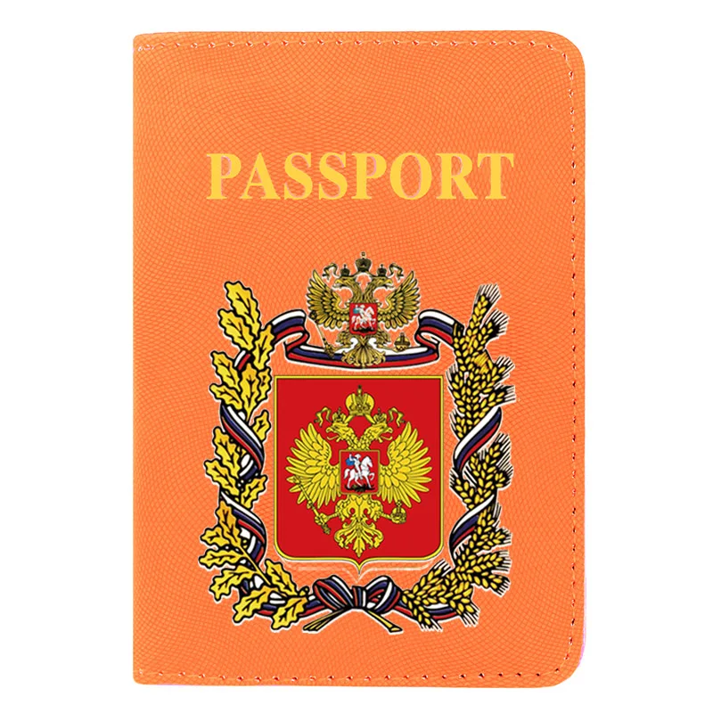 

Personality Russian Double Headed Eagle Printing Women Men Passport Cover Pu Leather Travel ID Credit Card Holder Pocket Wallet