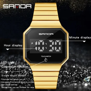 SANDA Luxury Brand Watch Men Touch Screen LED Watch Waterproof Digital Watches Sport Men's Watches Electronic Clock Relogio Other Image