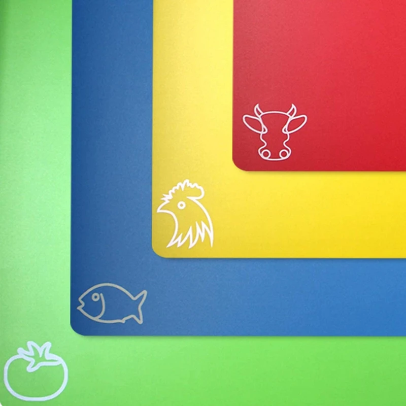 Разделочная доска коврики гибкие пластиковые цветные с иконами еды