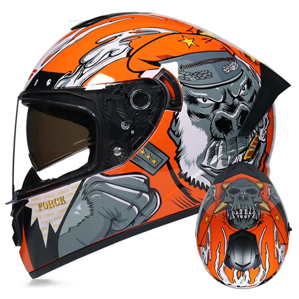 Мотоциклетный шлем Casco защитный на все лицо с двойным козырьком в горошек для