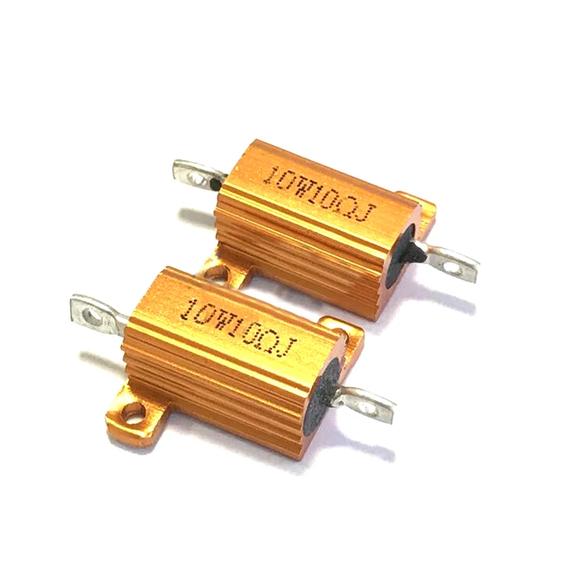 

Резистор в проволочной обмотке RX24 10 Вт 10R 10RJ, металлический корпус, алюминиевый золотистый Резистор 10 Вт, сопротивление радиатора 10 Ом, 2 шт.