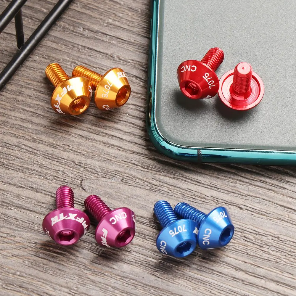 2pcs Aluminum Alloy Bicycle Water Bottle Holder Cage Screw Bolts Durable Colorful Bike Accessory M5x12mm Stainless Steel Screw