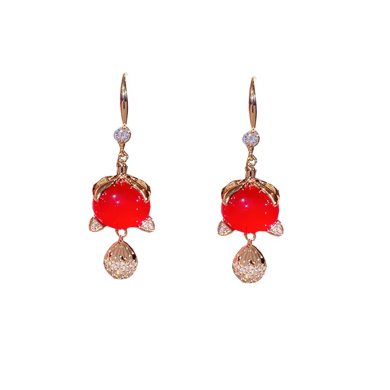 

Delicate Red Opal Fox Earrings For Women Delicate New Fashion Jewelry Wholesale