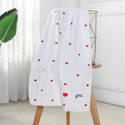 5" x 27"(140x70 см) Хлопок Банное полотенце любовь полотенце с рисунком сердца для дома отель большой толстый банный халат пляжное Полотенце покрывало детское одеяло - Цвет: white