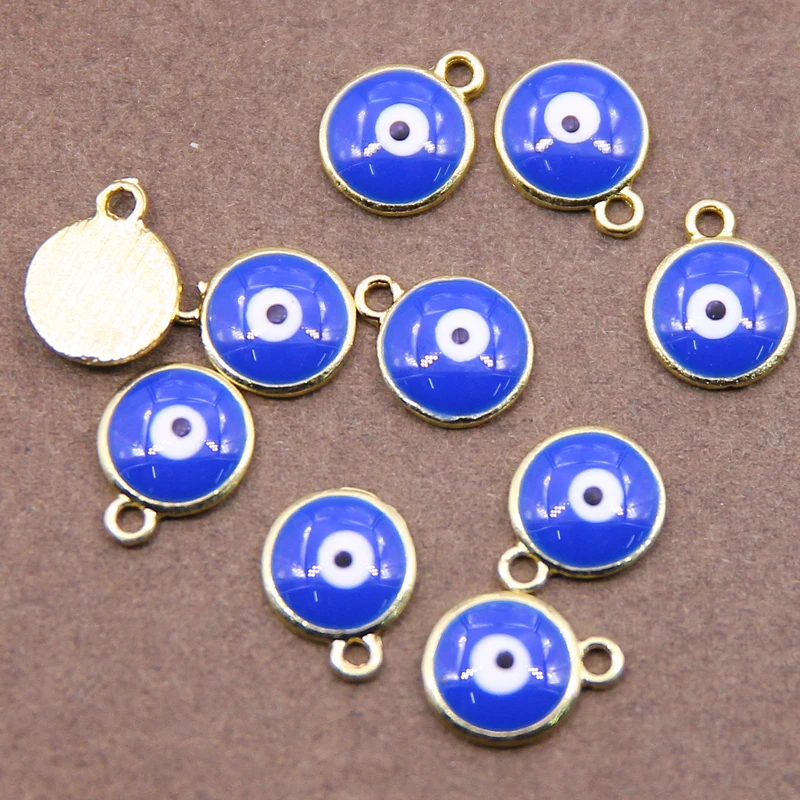 

10 шт. 10*4 мм новые религиозные подвески «сглаза» из сплава, Круглые Подвески KC золотого цвета, голубые для сережек, ожерелий, «сделай сам», изготовление ювелирных изделий