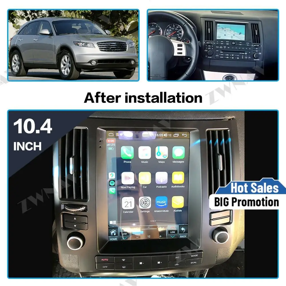 Мультимедийный плеер Tesla style с большим экраном Android 8 1 для Infiniti FX FX35 FX45 2003 2009 Navi WiFi BT