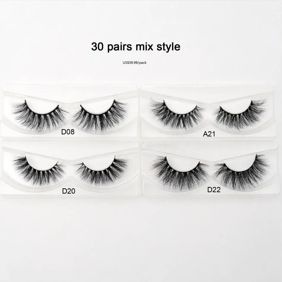 Visofree 30/40 пар/партия 3D норковые ресницы с лотком без коробки ручная работа полная полоса ресницы норковые Накладные ресницы Макияж Ресницы cilios - Цвет: 30 pairs mix