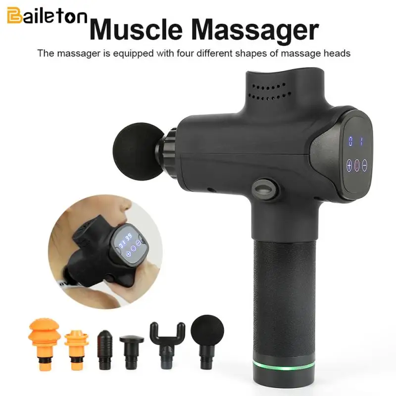 1500mAh Fascia Gun 6 Heads Muscle Massage Gun Touch Screen Deep Massage Physiotherapy Instrument Muscle Relaxation Tools