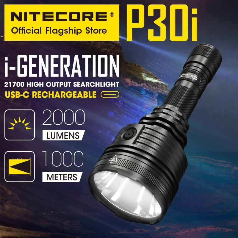 NITECORE P30i Strong Light Super Bright 2000 Lumens Long-range Spotlight 1000 M USB-C Direct Charging LED Flashlight lantern