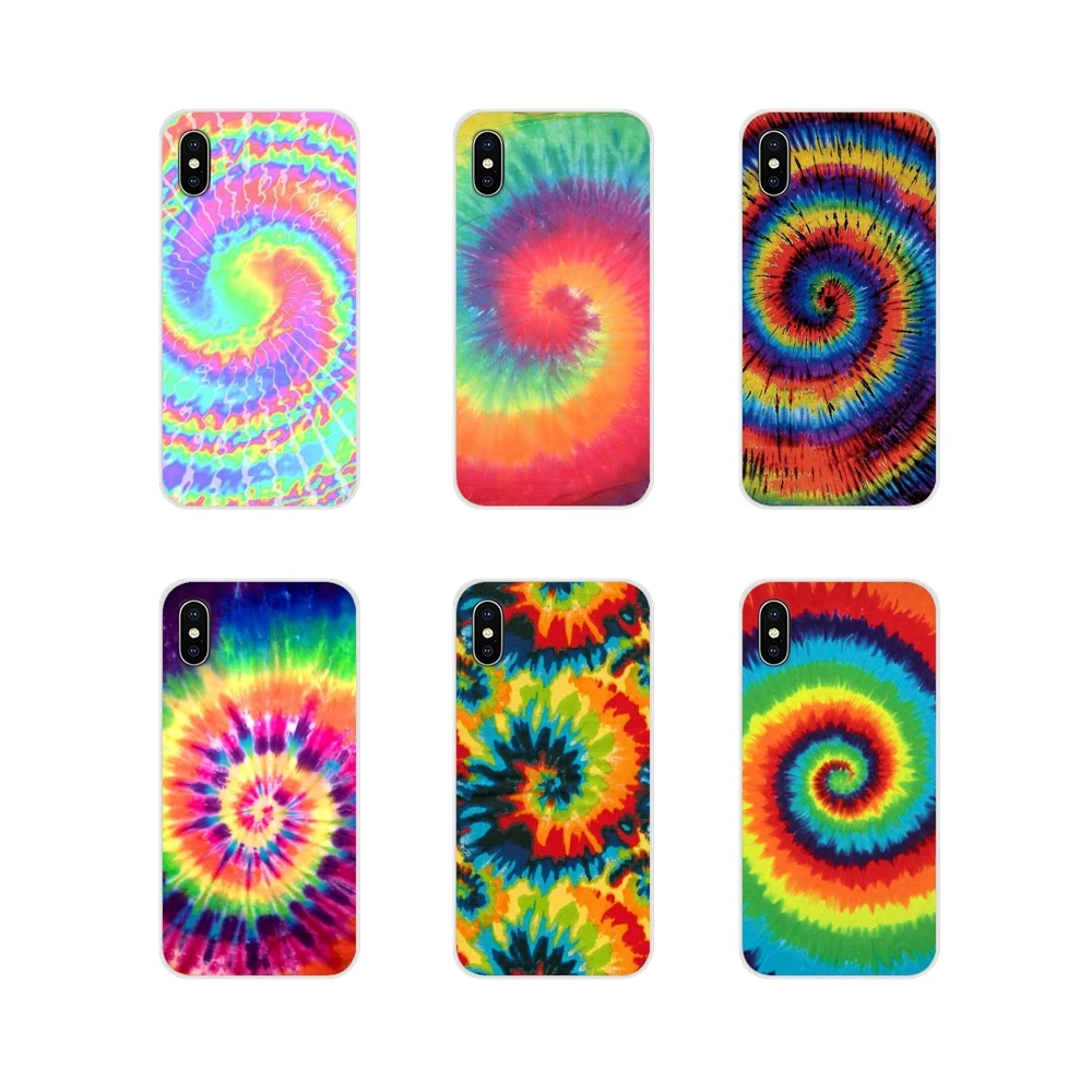 Прозрачный мягкий чехол Tie dye в стиле хиппи для Apple iPhone X XR XS 11Pro MAX цвет радуги