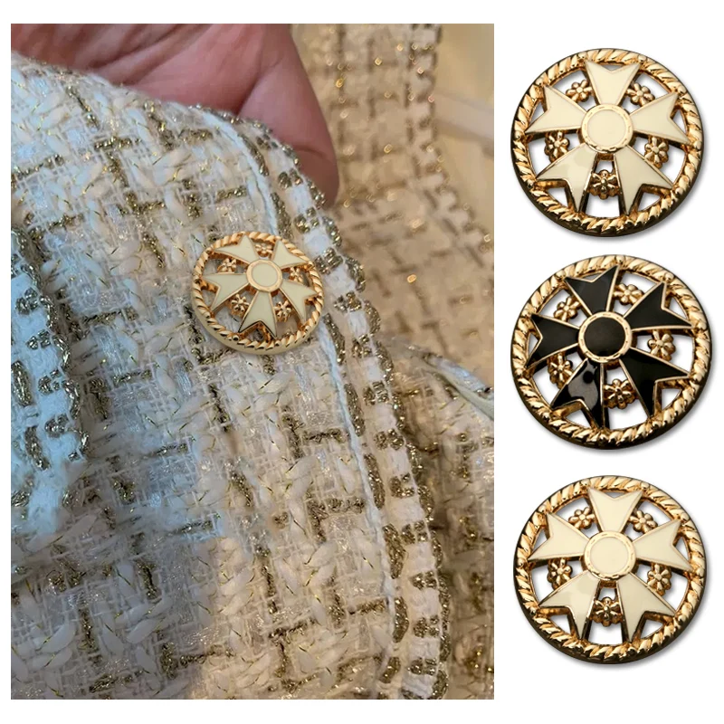 Декоративные пуговицы в виде цветов металлические золотистые черные винтажные