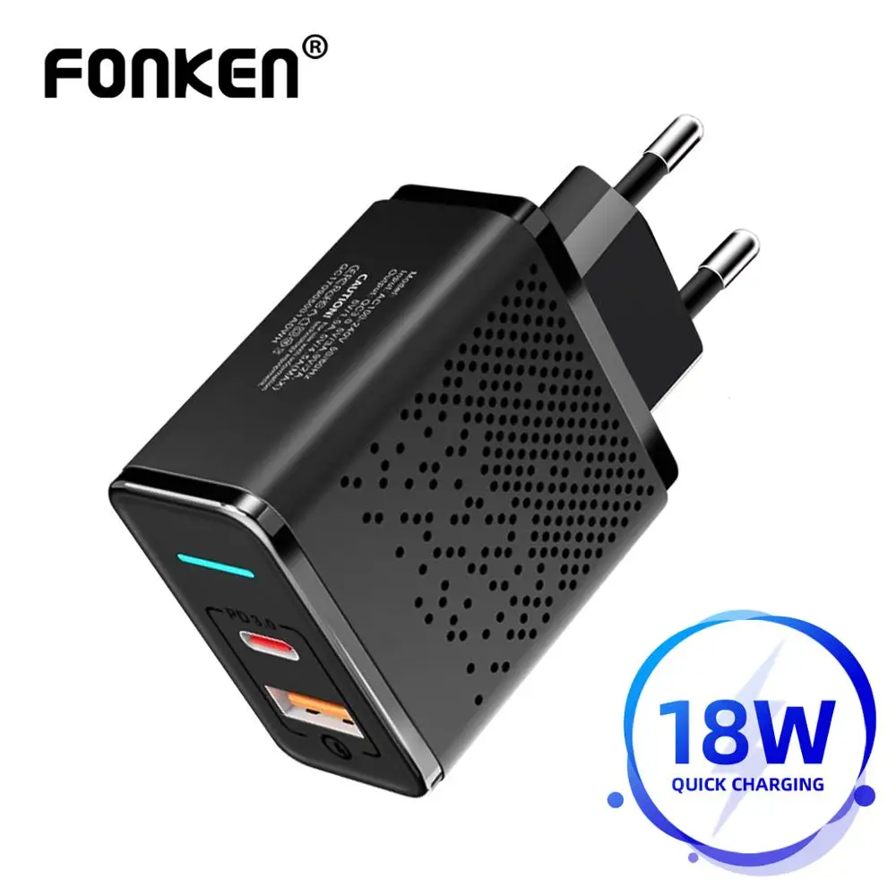 FONKEN Usb PD зарядное устройство Быстрая зарядка настенное 3 0 QC3.0 2 адаптер для samsung huawei