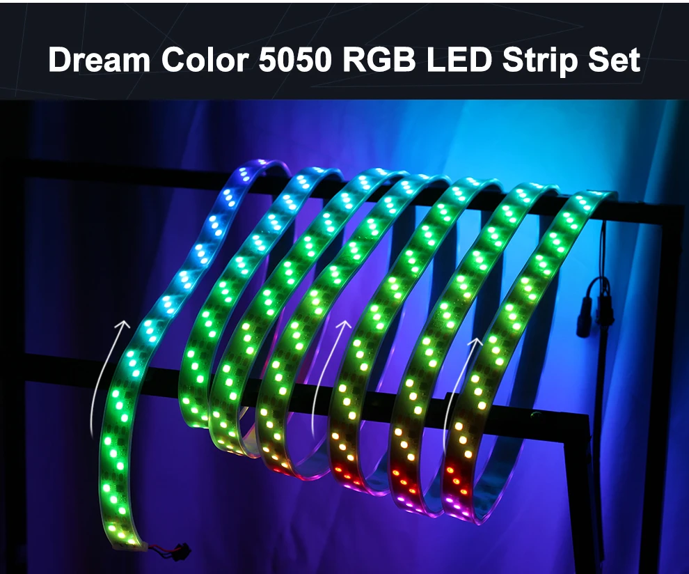 1903 IC Dream цветная светодиодная лента 5050 цифровая RGB водонепроницаемая лампа дневного света 5 м+ 133 программа RF пульт дистанционного управления+ адаптер Праздничные огни