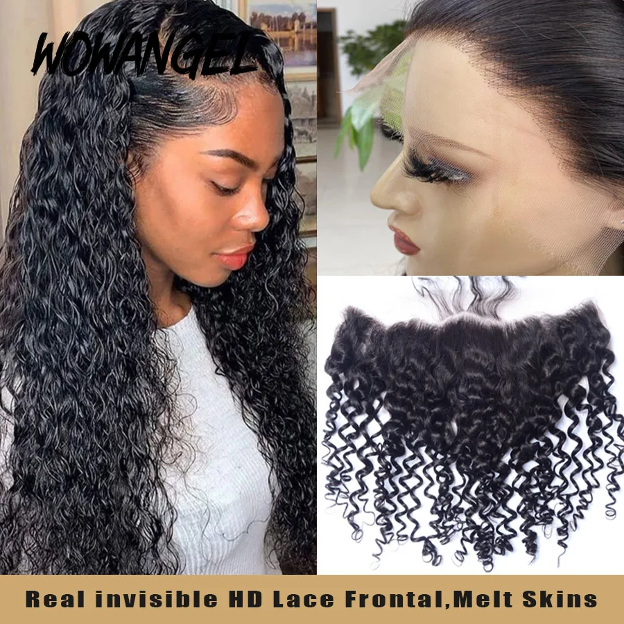 

Invisible HD Lace 13x4 Lace Frontal Human Hair Deep Curly Wave Body Wave Transparent HD Lace Melt Skins Pre Plucked Baby Hair