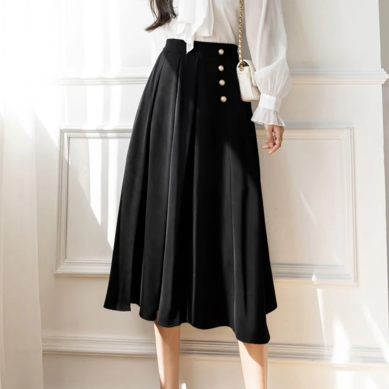 

Korean Skirts Women Irregular Asymmetric Long Skirt Woman High Waist Pleated Midi Skirt 2022 Spring New Fashion Office Lady Jupe