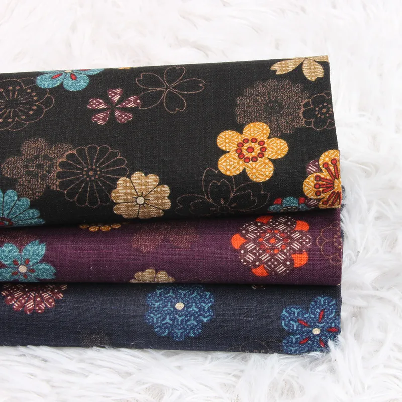 

Половинчатая хлопковая ткань с этническим цветочным принтом в стиле ретро, ручной работы, для сумок, одежды, платьев, 100% хлопок, CR-307