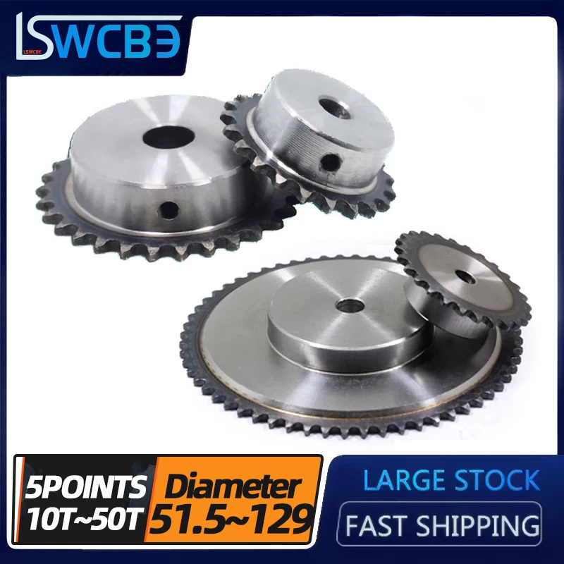 

05B Звездочка 10 зубьев до 50 зубьев точечная 45 # стальная зубная поверхность закаливание/2,5 точек шаг звездочки 8 мм специальное предложение