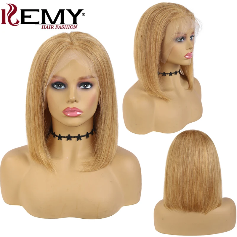 Короткий парик из человеческих волос 13x4 коричневый красный 99J предварительно