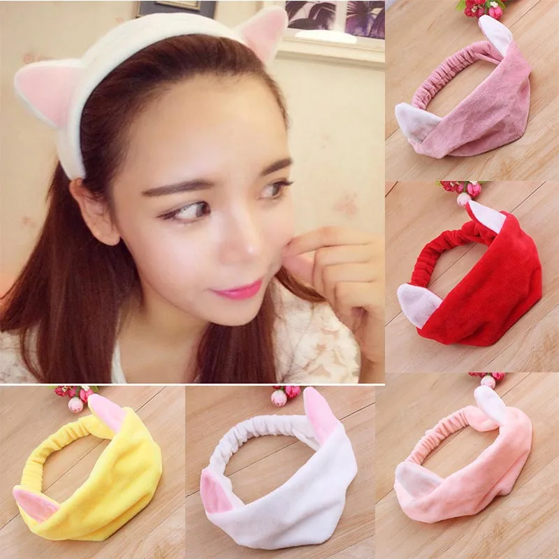 Милый ободок с кошачьими ушками для женщин и девушек для мытья лица, макияжа, аксессуар для держателя маски для ванны леди.