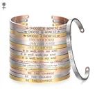 Браслет-манжета из нержавеющей стали, с гравировкой вдохновляющих слов, ширина 4 мм, 3 цвета, покрытие SL-006