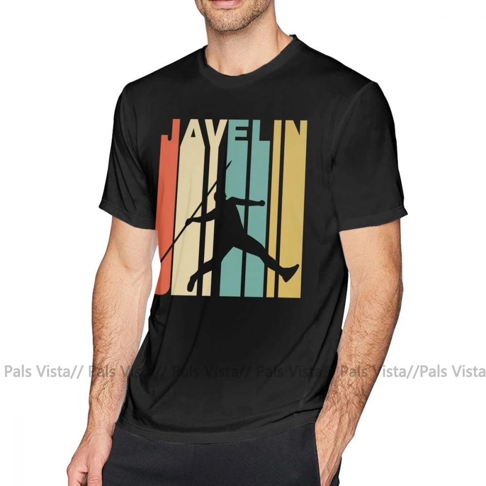 Футболка Javelin в стиле ретро, футболка Javelin Throw Track And Field, милая Пляжная футболка, Хлопковая мужская футболка с коротким рукавом и принтом - Цвет: Черный