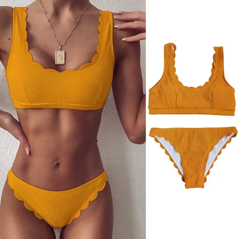 

Купальник-бикини женский, пуш-ап, в рубчик