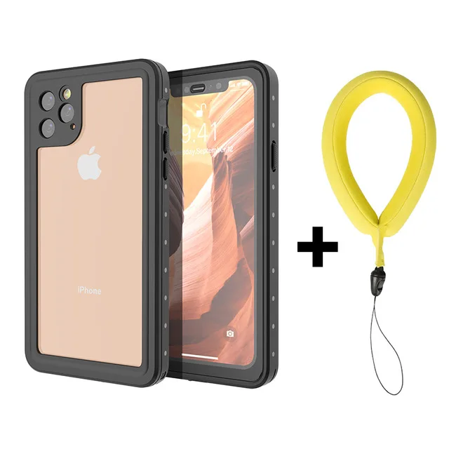IP68 Водонепроницаемый чехол для телефона для iPhone 11 Pro Xs Max полная защита для плавания и дайвинга защитный чехол для iPhone 11 Pro пылезащитный чехол - Цвет: Black with Strap