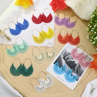 fashion fresh candy color hollow geometric dangle earrings for women girls boho sweet travel beach all match jewelry gift