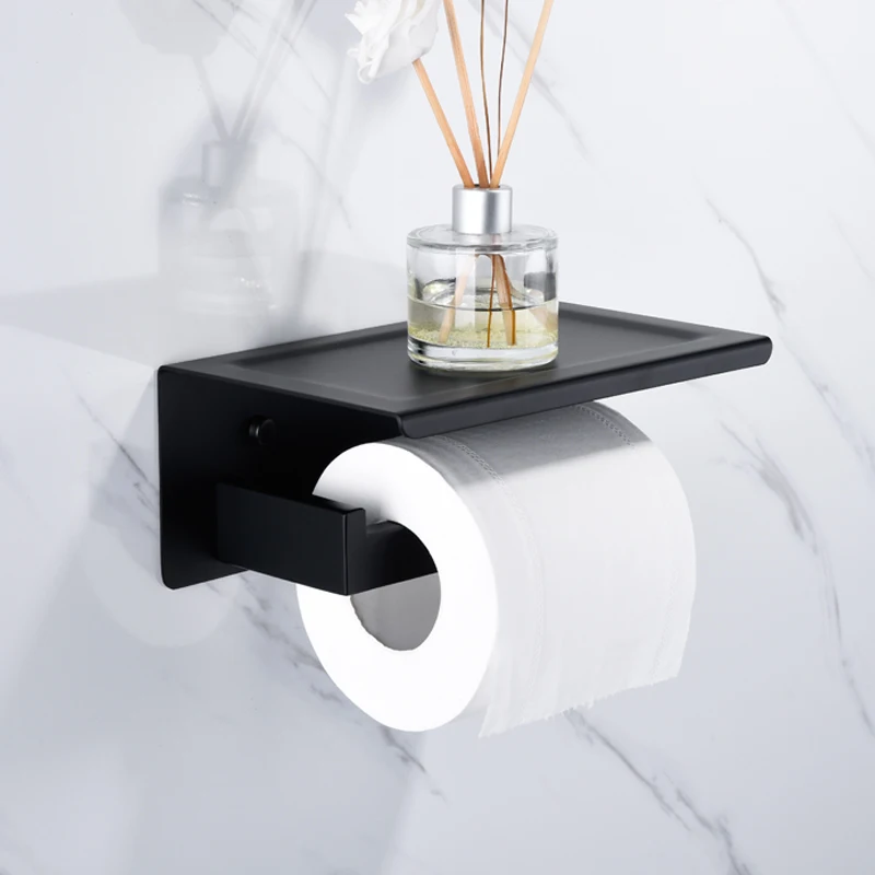 

Bathroom paper roll holder stainless steel black flat paper towel holder toilet paper roll flat storage paper towel holder bathr