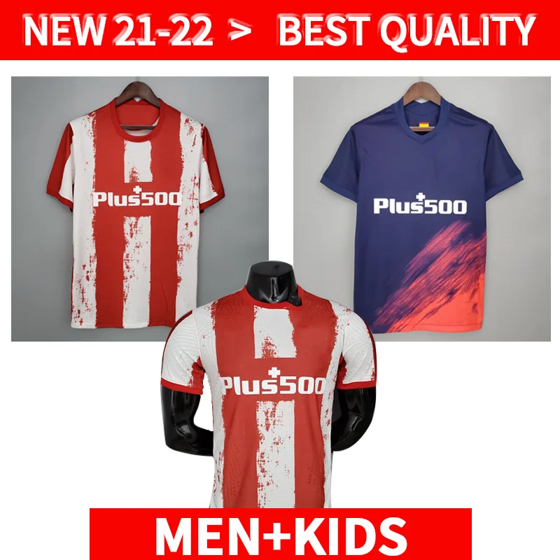 

21 22 Atlético DE MADRID soccer jersey player version JOÃO FÉLIX 2021 DE 2022 football shirts M LLORENTE SAUL GODIN DIEGO kids