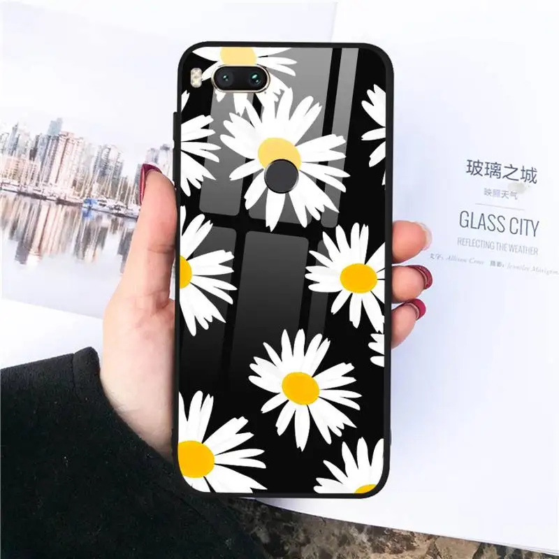 

dasiy chrysanthemum flower Phone Case Tempered glass For xiaomi 6 8 lite se MIX2 2S Redmi 4X 5 6 6a note 4 5 6 7