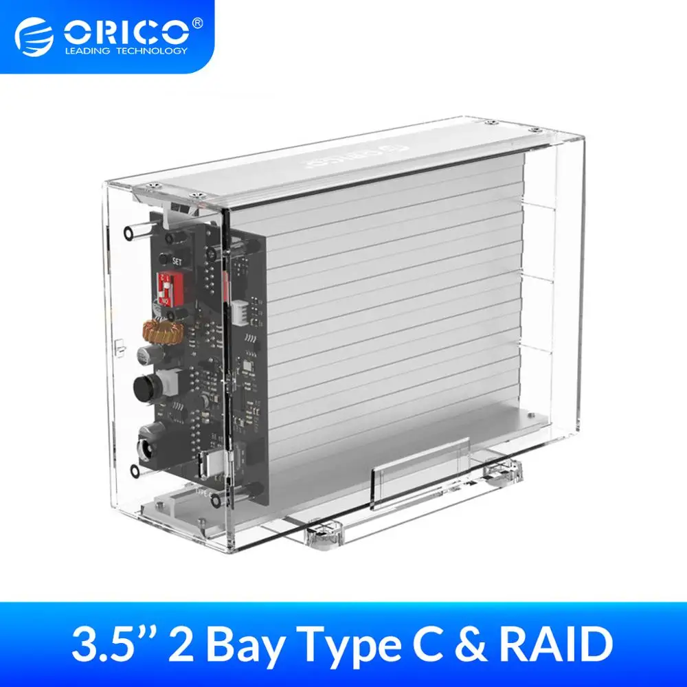Корпус для внешнего жесткого диска ORICO 3 5 дюйма RAID 0 1 PM SPAN Прозрачный чехол SATA